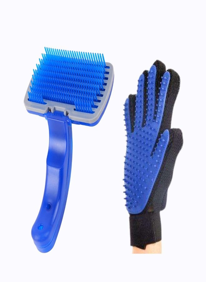 مجموعة العناية بالحيوانات الأليفة 2 في 1 - فرشاة تنظيف ذاتية وقفاز لإزالة الشعر الزائد - Image 1